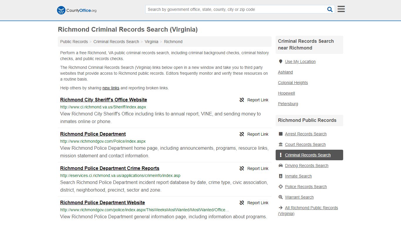 Criminal Records Search - Richmond, VA (Arrests, Jails ...